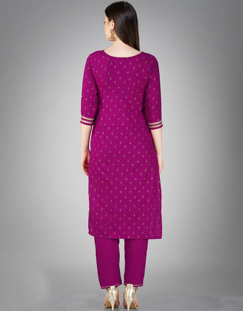 Traditional Function Wear Readymade Cotton Magic Slub Suit Collection Purple Cotton Magic Slub Pant Straight Side View